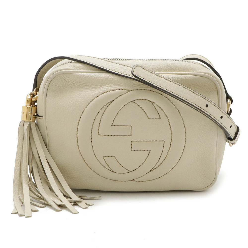 Gucci Soho Disco Tassel Fringe Crossbody Bag Leather Ivory White